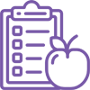 clipboard and apple icon